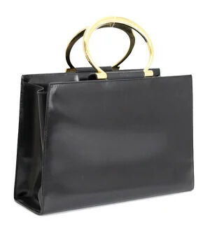 Celine Leather Metal Black Handle Handbag